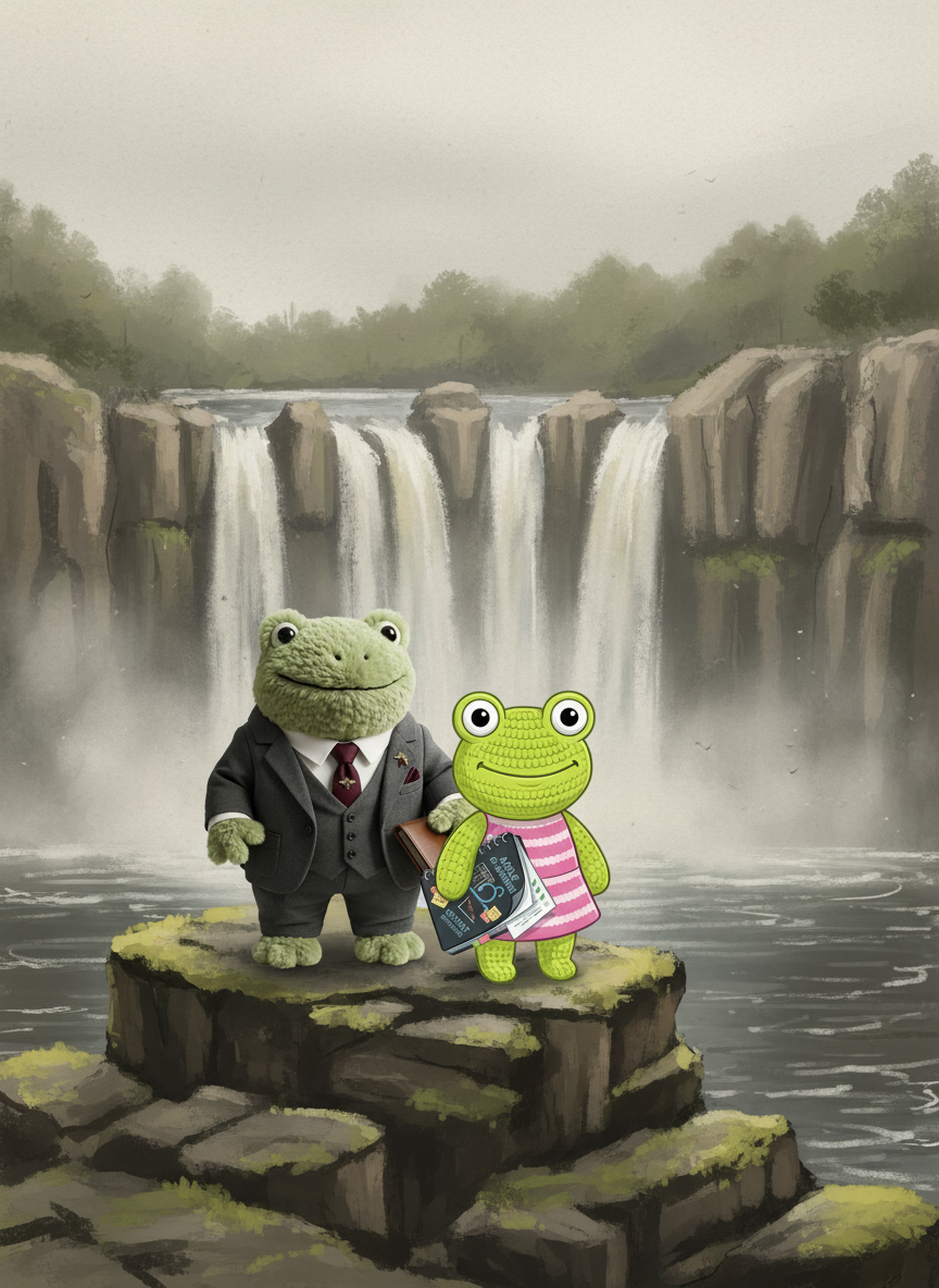 Froggy and Mrs Froggy at the Falls of Clyde